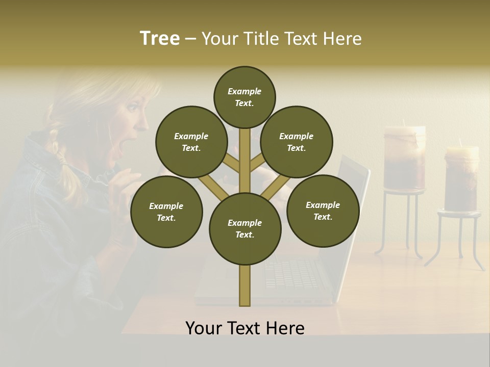 A Woman Holding A Bouquet Of Flowers In Front Of A Laptop PowerPoint Template