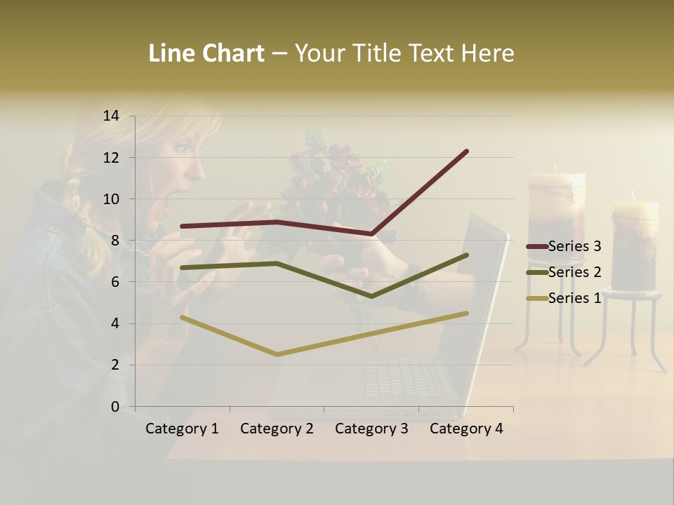 A Woman Holding A Bouquet Of Flowers In Front Of A Laptop PowerPoint Template