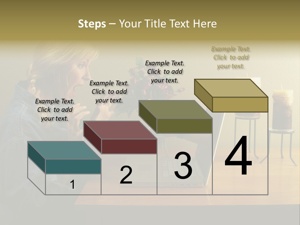 A Woman Holding A Bouquet Of Flowers In Front Of A Laptop PowerPoint Template