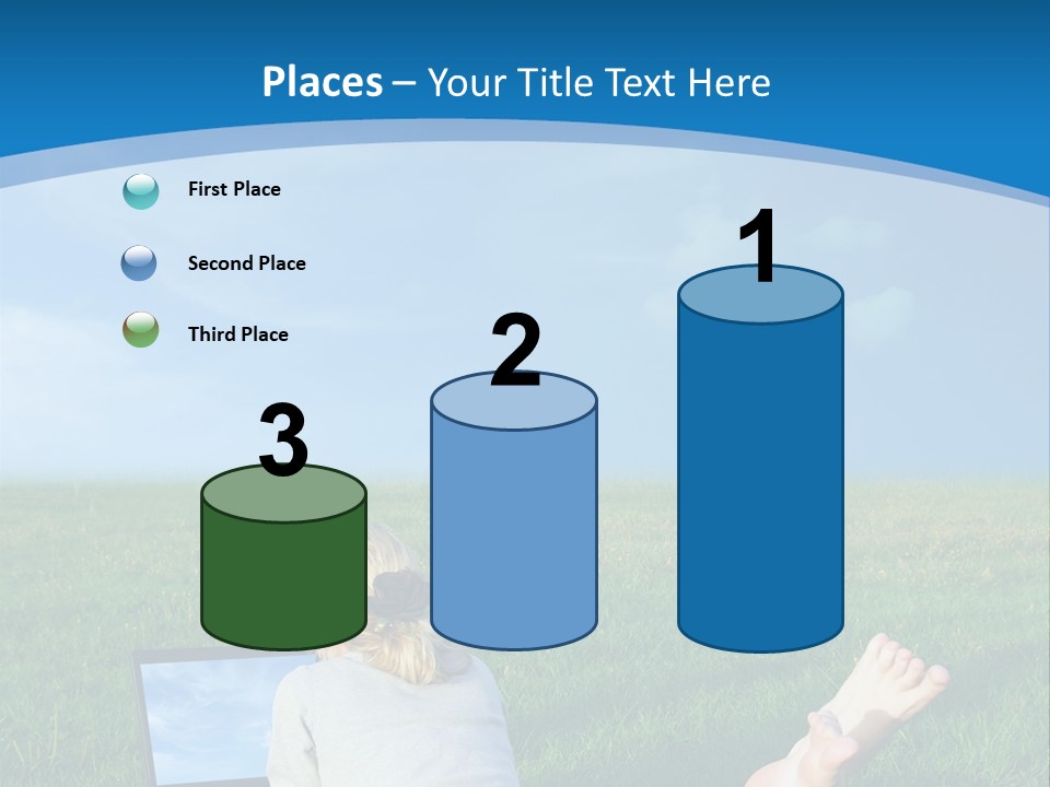 A Woman Laying In The Grass With A Laptop On Her Lap PowerPoint Template