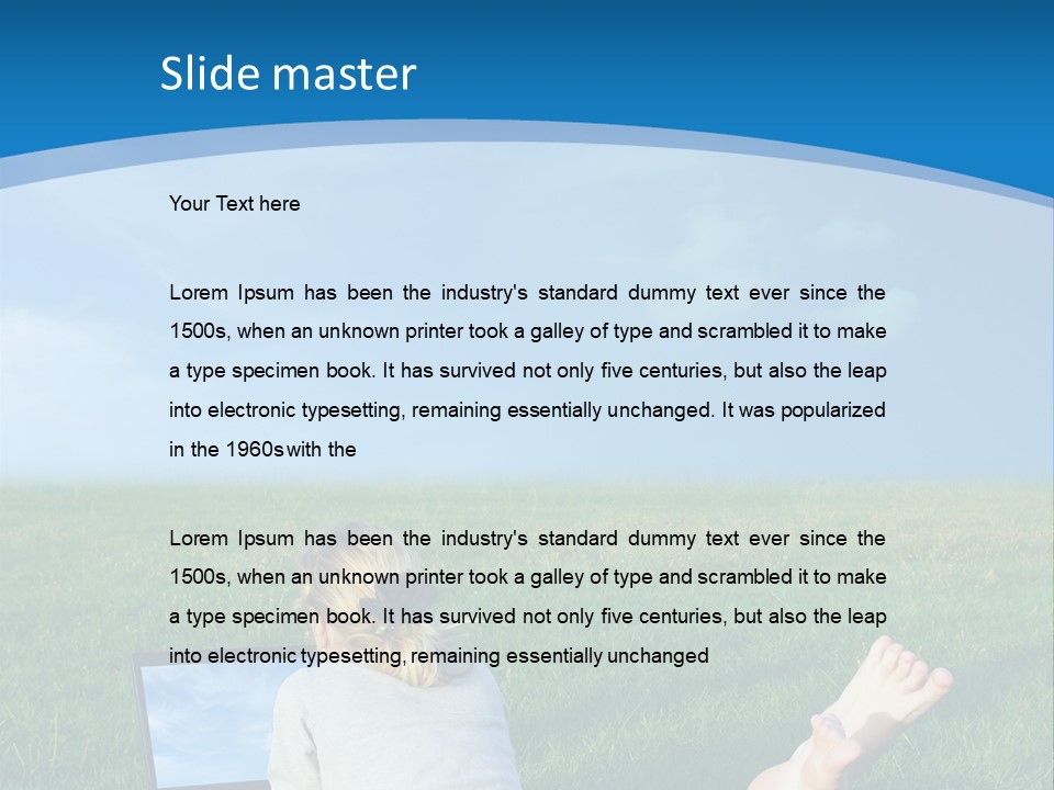 A Woman Laying In The Grass With A Laptop On Her Lap PowerPoint Template