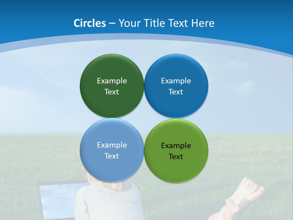 A Woman Laying In The Grass With A Laptop On Her Lap PowerPoint Template