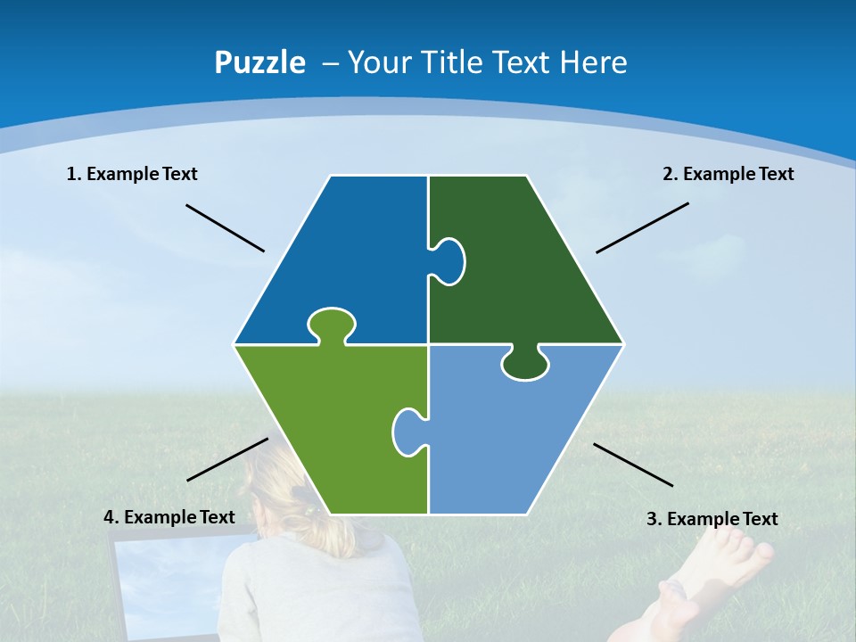 A Woman Laying In The Grass With A Laptop On Her Lap PowerPoint Template