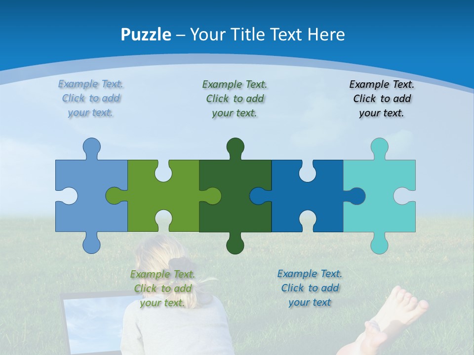 A Woman Laying In The Grass With A Laptop On Her Lap PowerPoint Template