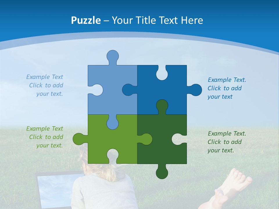 A Woman Laying In The Grass With A Laptop On Her Lap PowerPoint Template