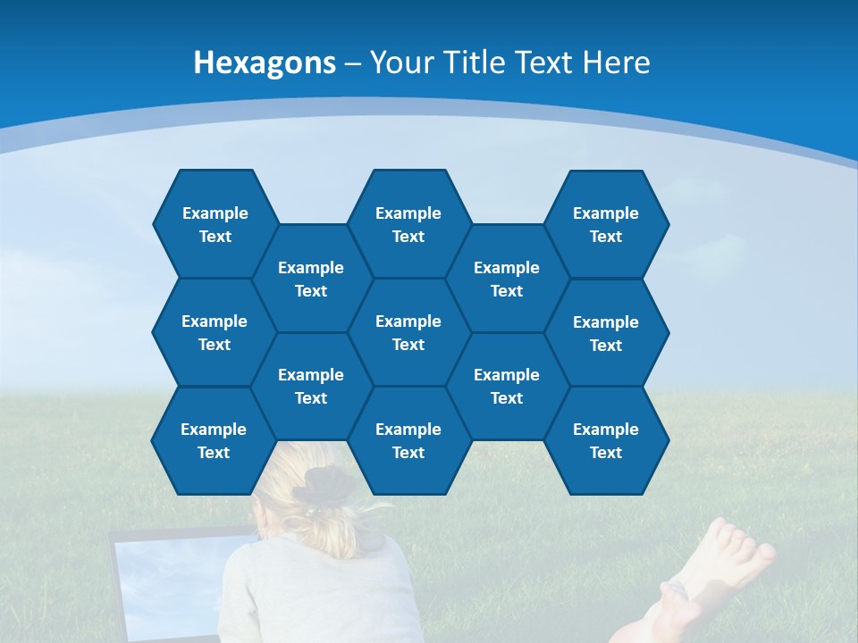 A Woman Laying In The Grass With A Laptop On Her Lap PowerPoint Template