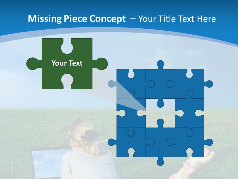 A Woman Laying In The Grass With A Laptop On Her Lap PowerPoint Template