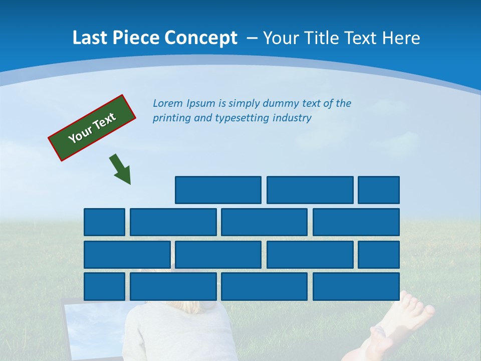 A Woman Laying In The Grass With A Laptop On Her Lap PowerPoint Template