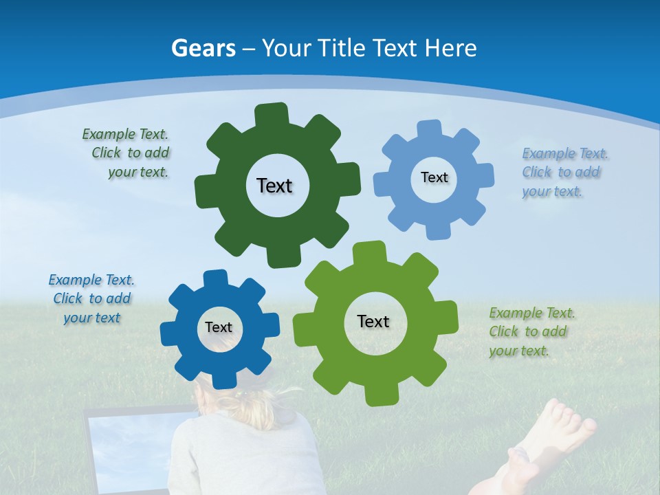 A Woman Laying In The Grass With A Laptop On Her Lap PowerPoint Template