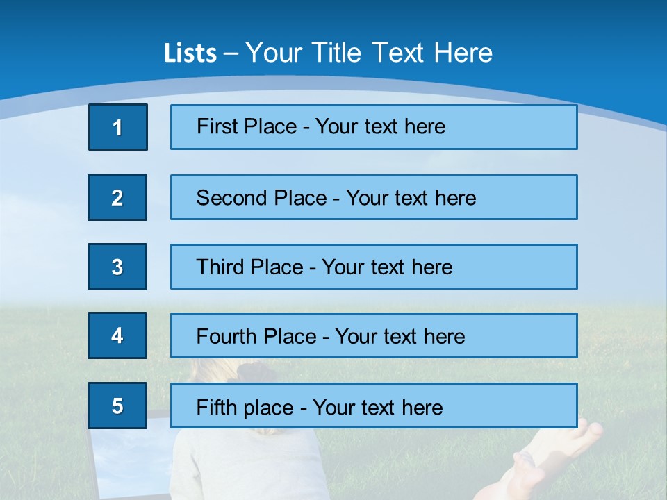 A Woman Laying In The Grass With A Laptop On Her Lap PowerPoint Template