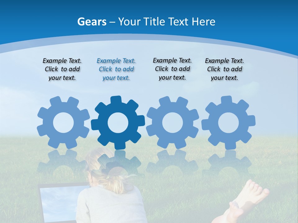 A Woman Laying In The Grass With A Laptop On Her Lap PowerPoint Template