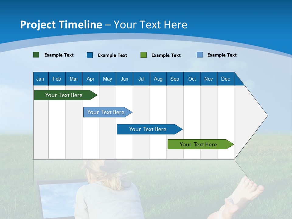A Woman Laying In The Grass With A Laptop On Her Lap PowerPoint Template