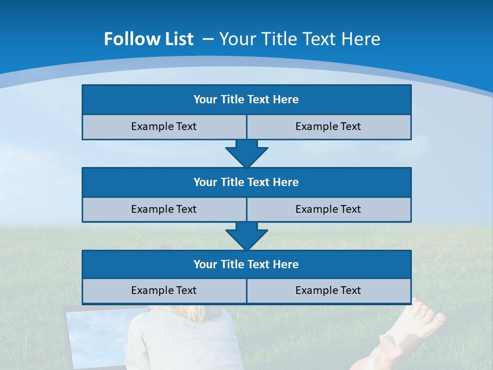 A Woman Laying In The Grass With A Laptop On Her Lap PowerPoint Template