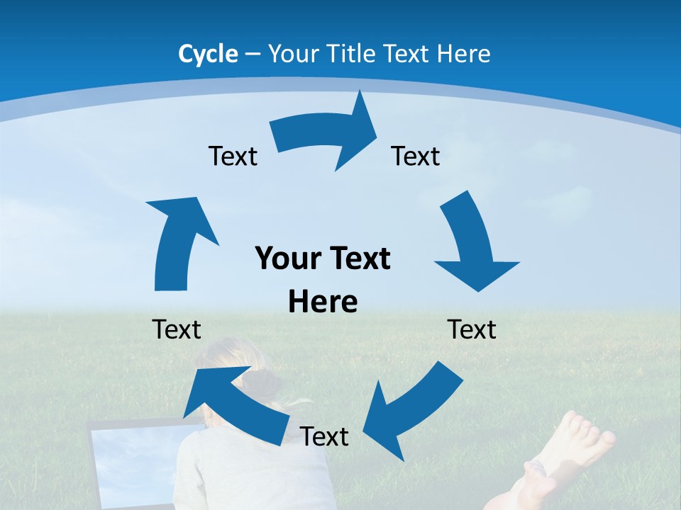 A Woman Laying In The Grass With A Laptop On Her Lap PowerPoint Template