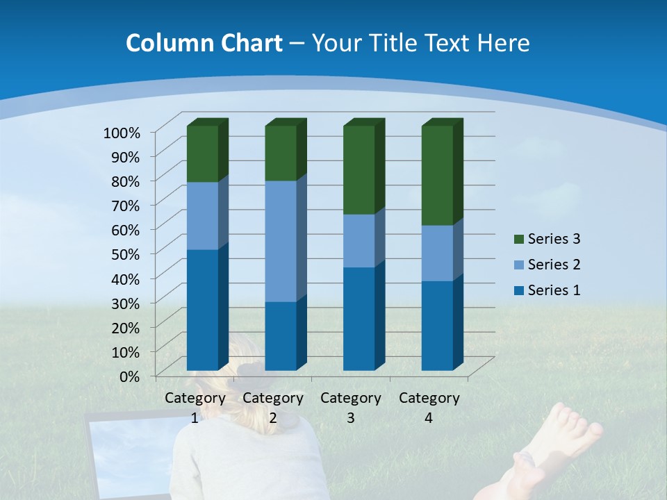 A Woman Laying In The Grass With A Laptop On Her Lap PowerPoint Template