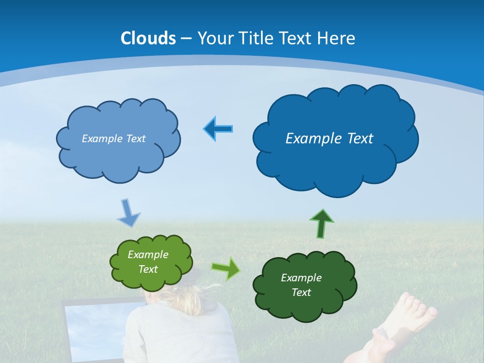 A Woman Laying In The Grass With A Laptop On Her Lap PowerPoint Template