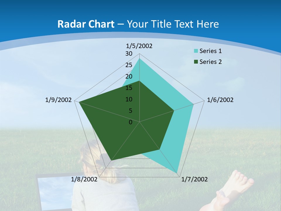 A Woman Laying In The Grass With A Laptop On Her Lap PowerPoint Template