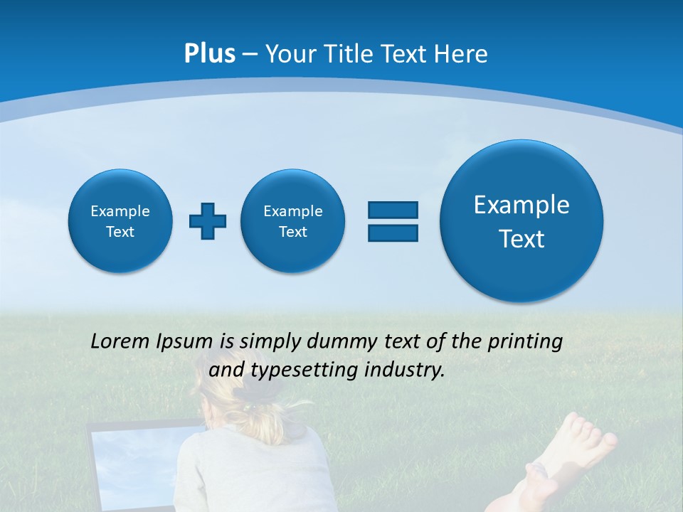 A Woman Laying In The Grass With A Laptop On Her Lap PowerPoint Template