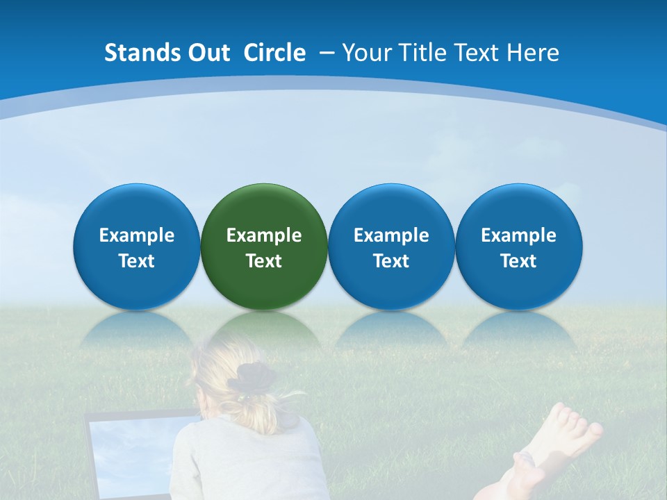 A Woman Laying In The Grass With A Laptop On Her Lap PowerPoint Template