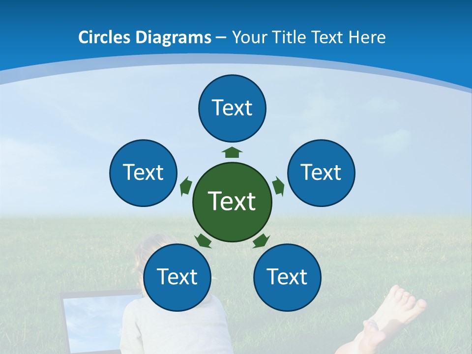 A Woman Laying In The Grass With A Laptop On Her Lap PowerPoint Template