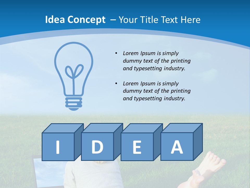 A Woman Laying In The Grass With A Laptop On Her Lap PowerPoint Template