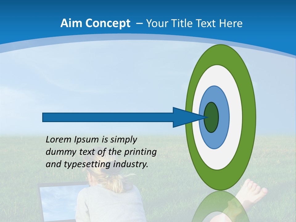 A Woman Laying In The Grass With A Laptop On Her Lap PowerPoint Template