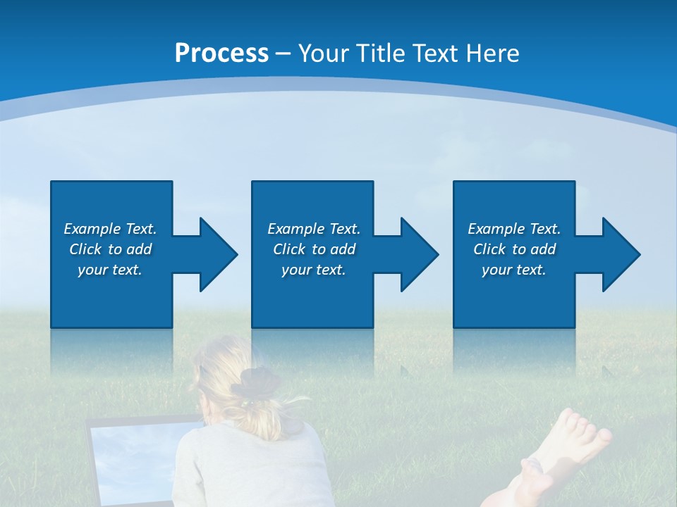 A Woman Laying In The Grass With A Laptop On Her Lap PowerPoint Template