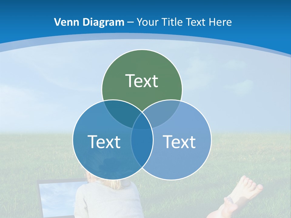 A Woman Laying In The Grass With A Laptop On Her Lap PowerPoint Template