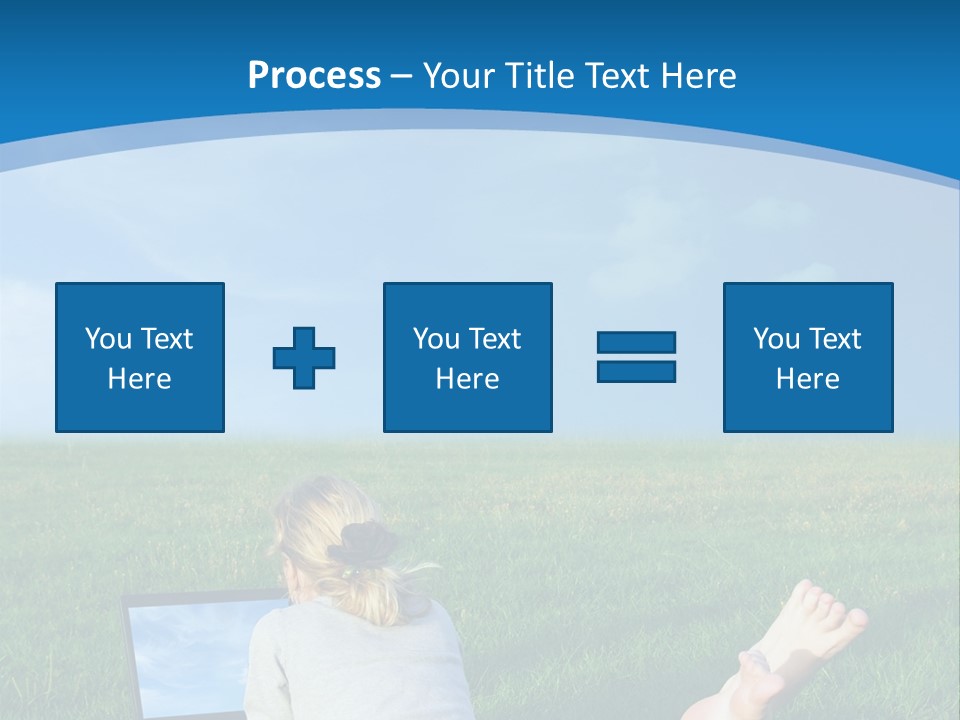 A Woman Laying In The Grass With A Laptop On Her Lap PowerPoint Template