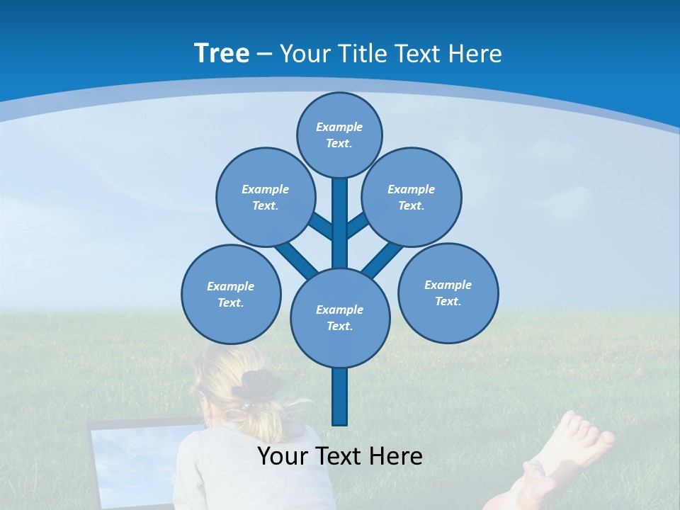 A Woman Laying In The Grass With A Laptop On Her Lap PowerPoint Template