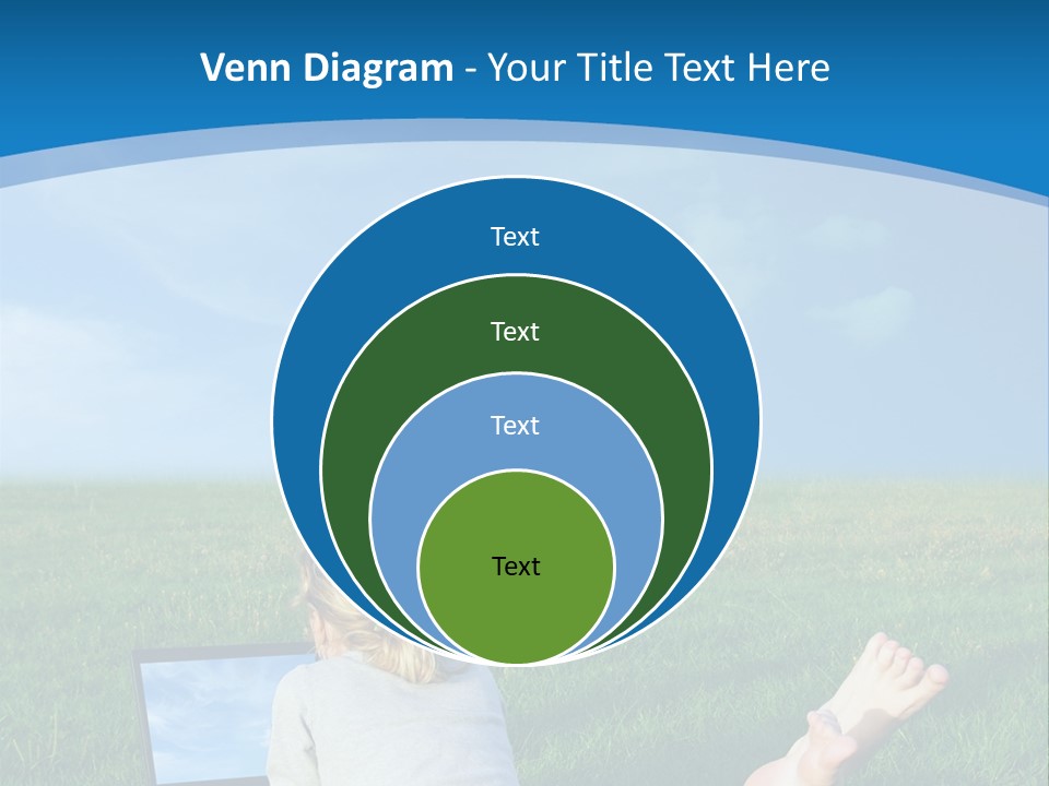 A Woman Laying In The Grass With A Laptop On Her Lap PowerPoint Template