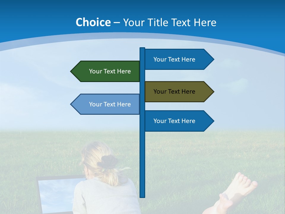 A Woman Laying In The Grass With A Laptop On Her Lap PowerPoint Template