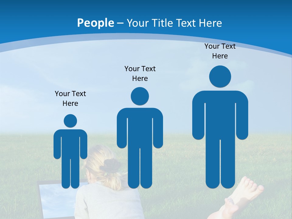 A Woman Laying In The Grass With A Laptop On Her Lap PowerPoint Template