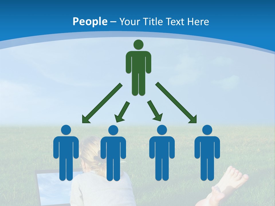 A Woman Laying In The Grass With A Laptop On Her Lap PowerPoint Template