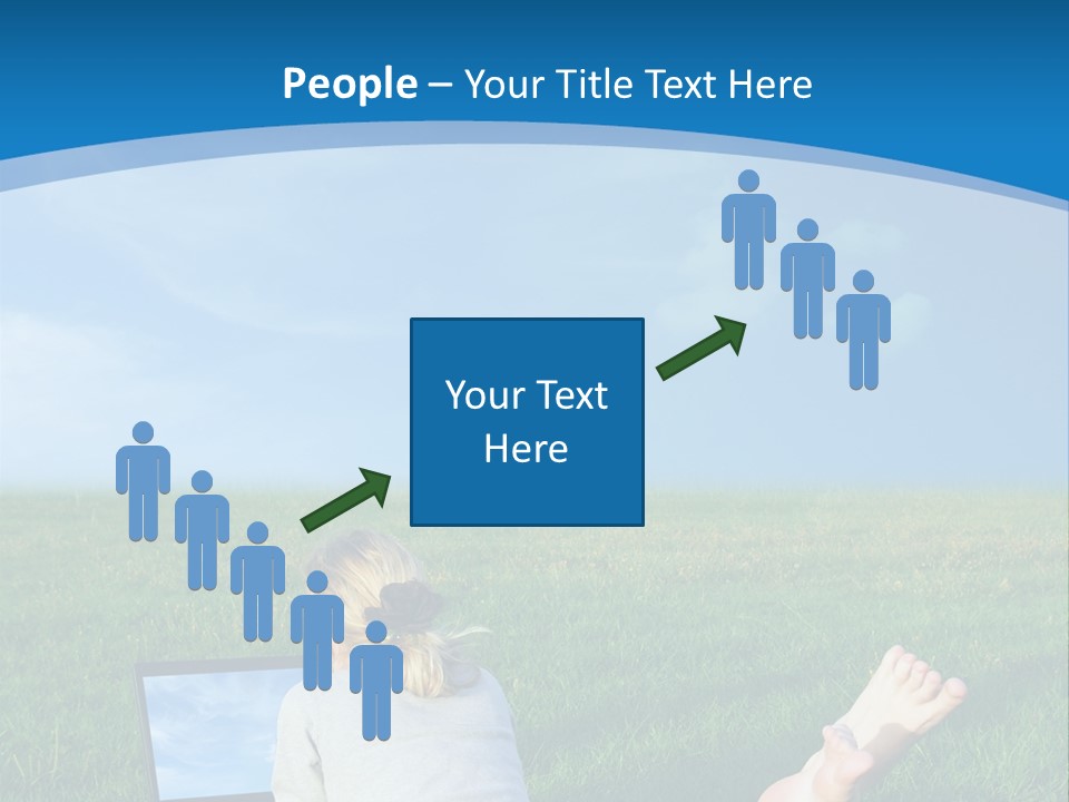 A Woman Laying In The Grass With A Laptop On Her Lap PowerPoint Template