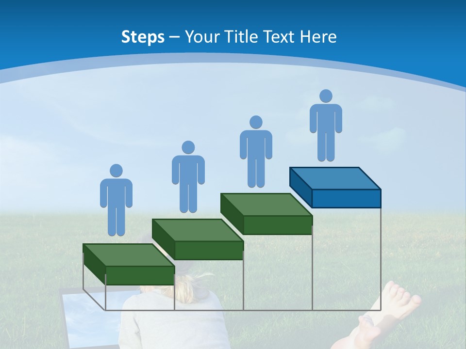 A Woman Laying In The Grass With A Laptop On Her Lap PowerPoint Template