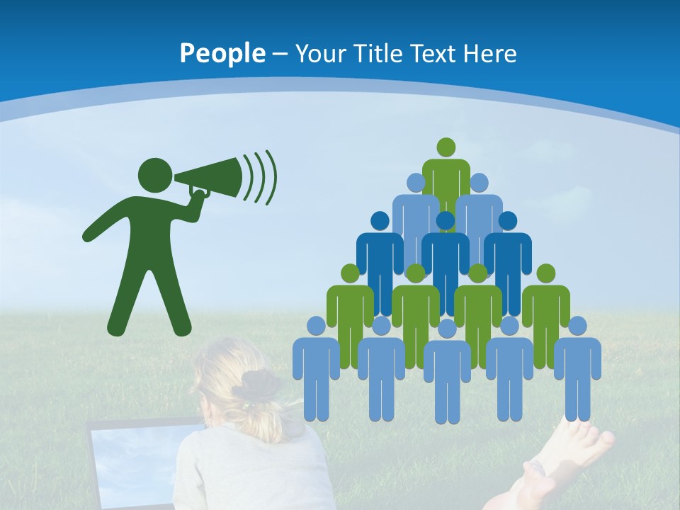 A Woman Laying In The Grass With A Laptop On Her Lap PowerPoint Template