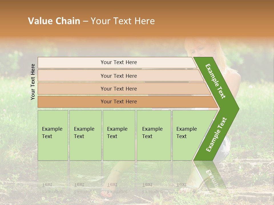 A Woman Sitting In The Grass Using A Laptop Computer PowerPoint Template