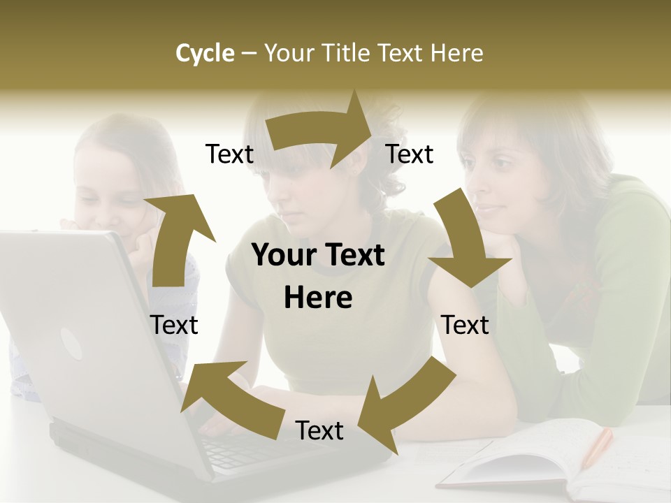 Circle Photo Frame Blue PowerPoint Template