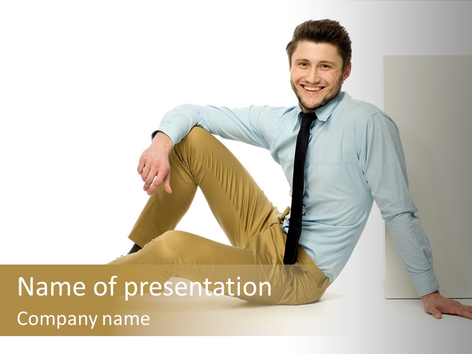 Studio Shot Businessman Handsome PowerPoint Template