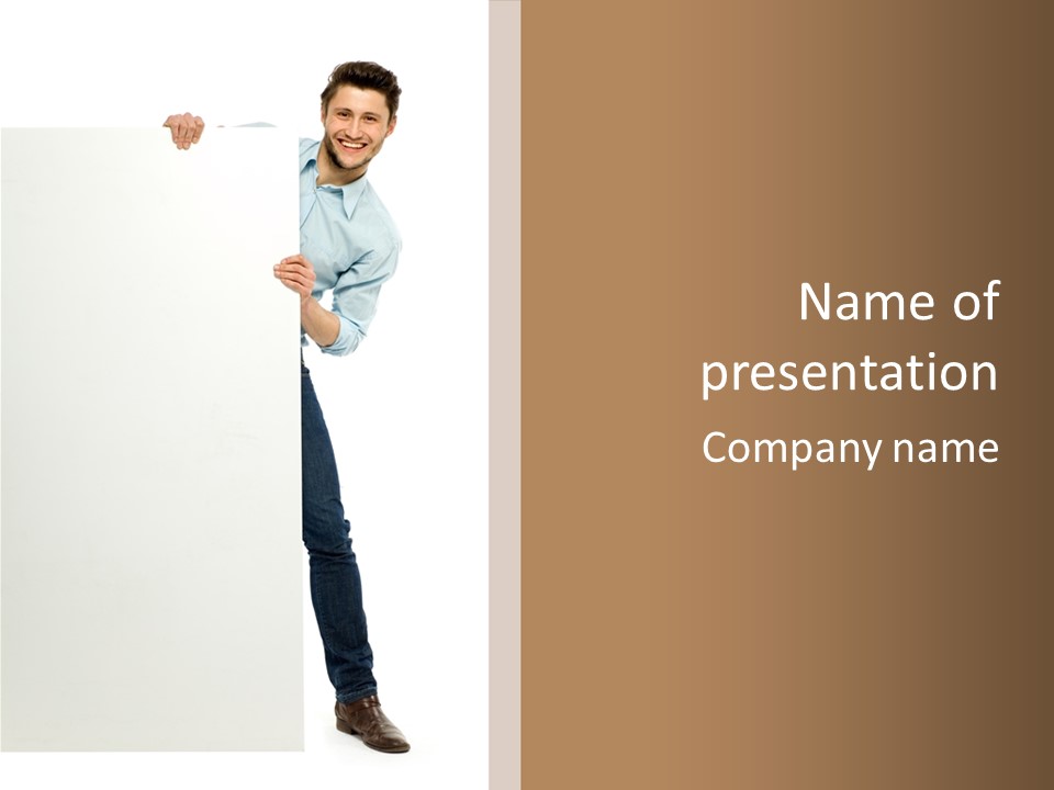 Showing White Background Standing PowerPoint Template