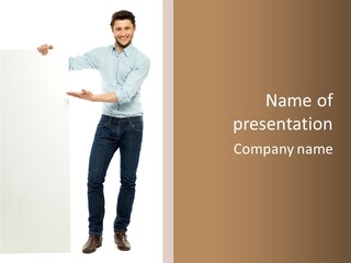 Happy Standing Executive PowerPoint Template