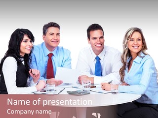 Interaction Smiling Worker PowerPoint Template