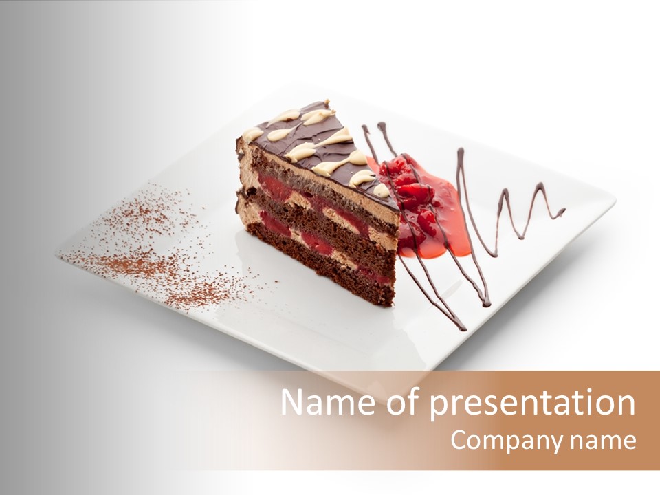Red Sponge Cake Cherry PowerPoint Template
