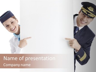 Flying Male Employees PowerPoint Template