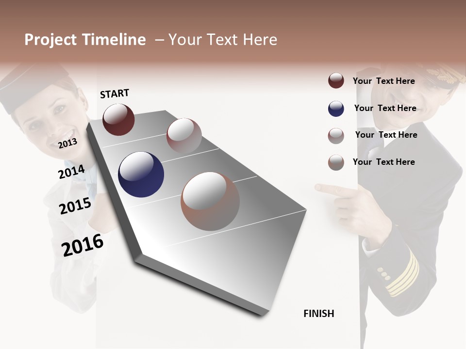 Flying Male Employees PowerPoint Template