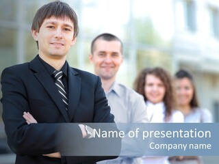 Satisfied Business Team Dedication PowerPoint Template