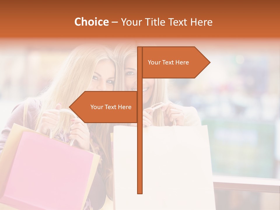 Looking Shopaholic Women PowerPoint Template