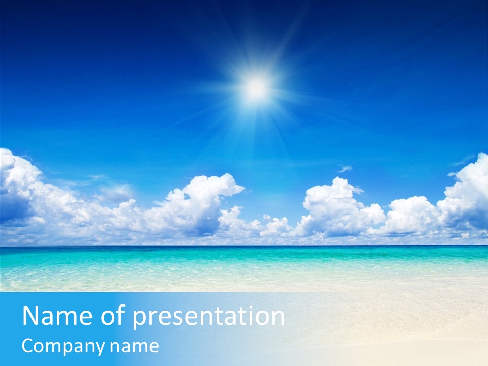 White Seascape Paradise PowerPoint Template