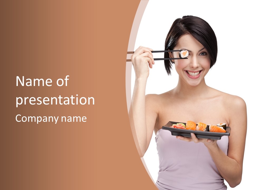 Plate Person Woman PowerPoint Template